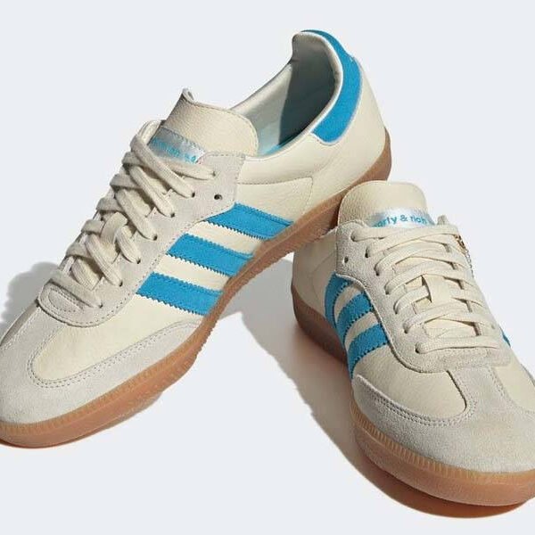 Adidas Sporty and Rich Samba Sneakers In Cream White And Blue
