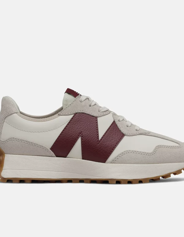New Balance 327 Moonbeam In White And Maroon